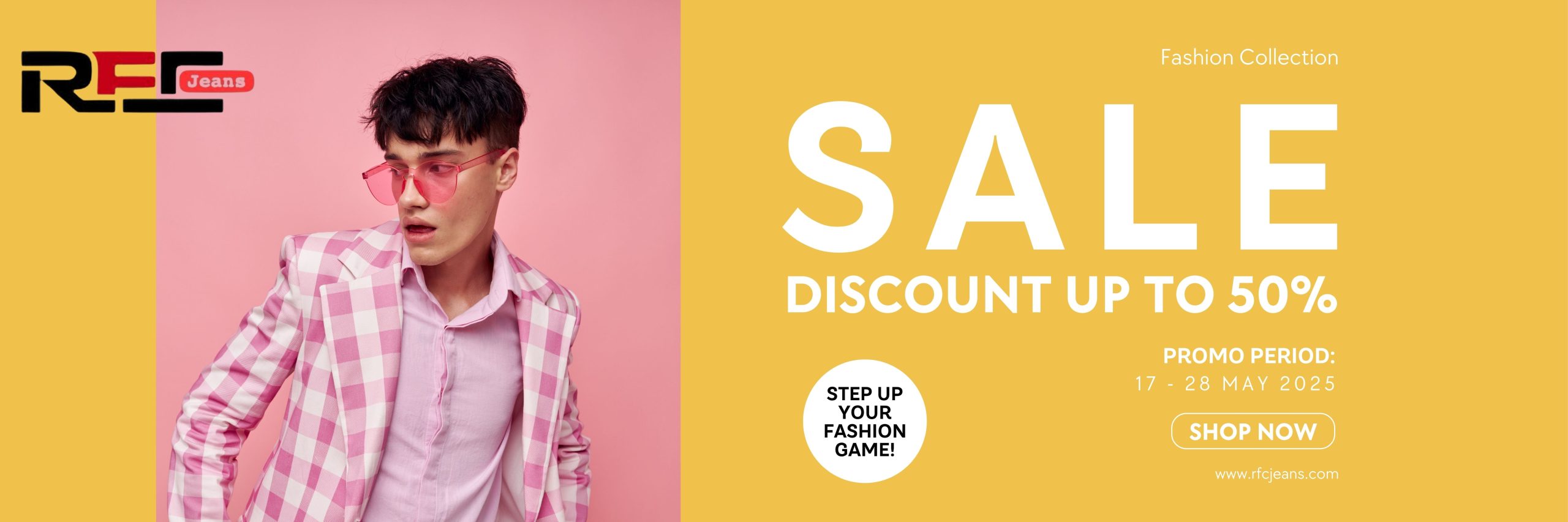 Yellow Pink Bold Fashion Sale Landscape Banner